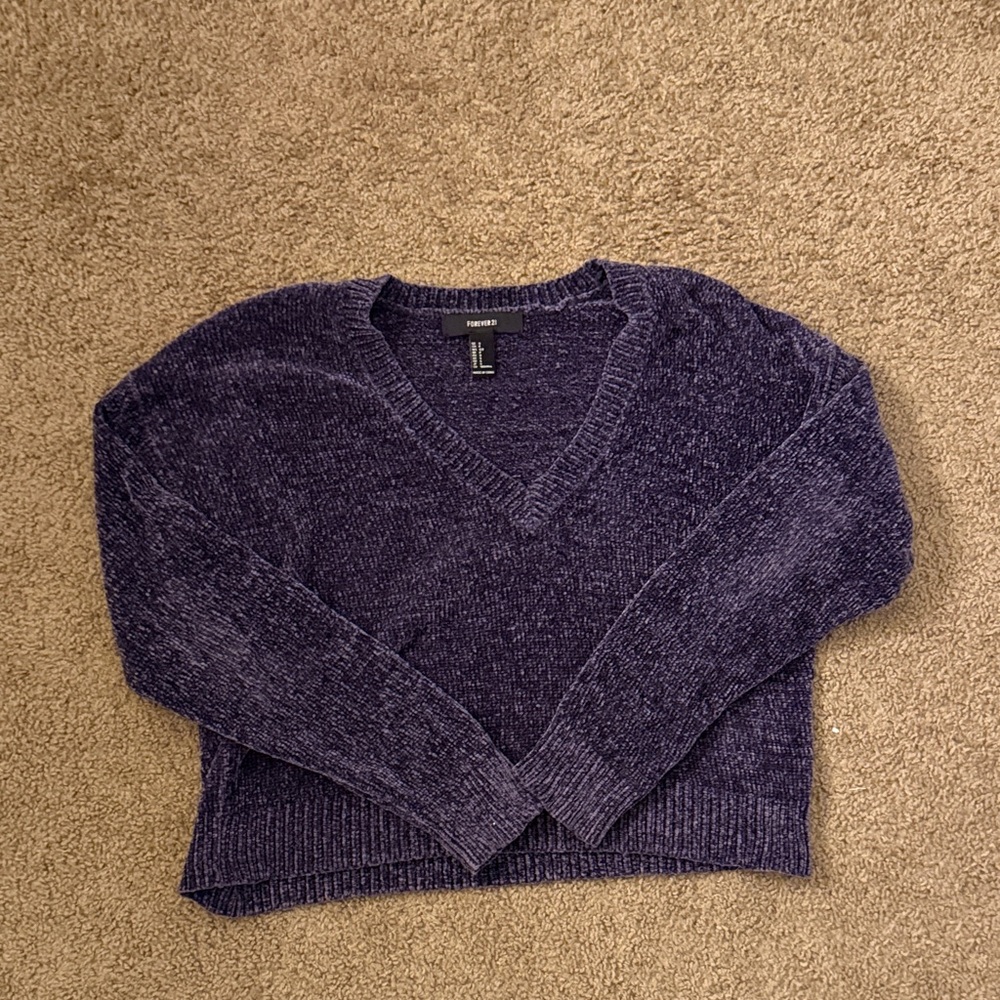 Forever 21 Deep Purple V-Neck Sweater